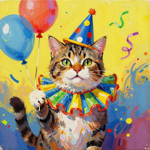 Mischievous Tabby Clown Cat Painting