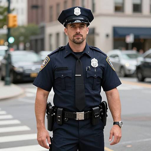 American Police Officer Street Scene