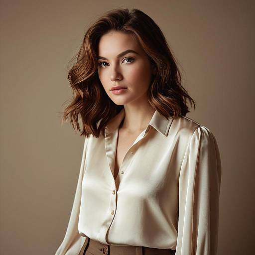 Chestnut Waves Silk Blouse Portrait