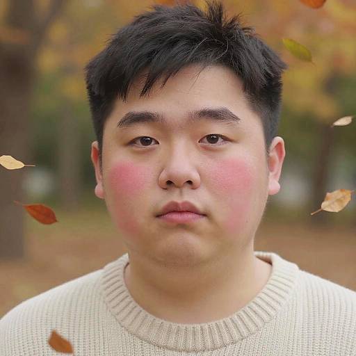 Cozy Autumn Portrait of Chubby Man