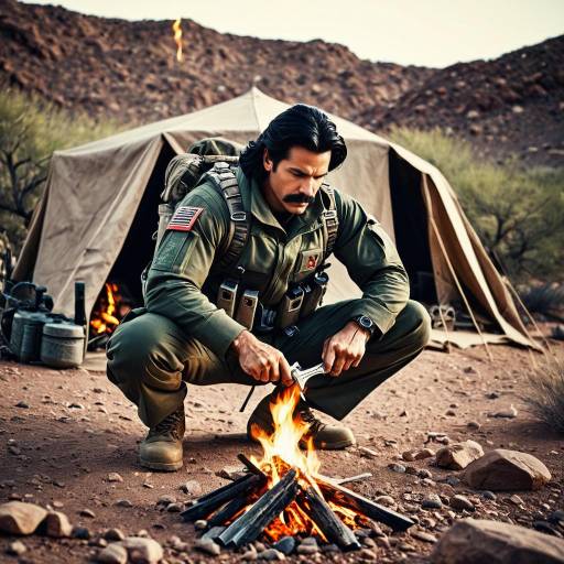GI Joe Survival Expert Building Fire in Desert Camp
