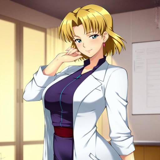 Illustration of Akagi ritsuko, neon genesis evangelion in the style of Lindaroze