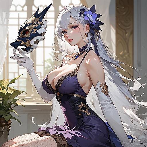 Side Profile Masked Belle in Mansion