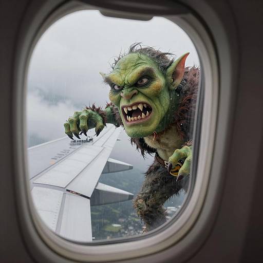 Terrifying Gremlin Attack on Airplane