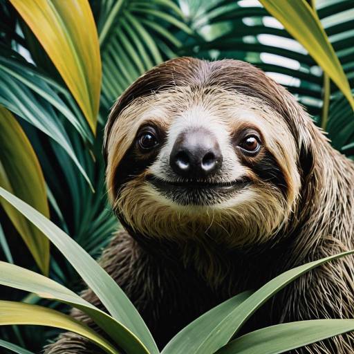 Close-Up of Smiling Sloth in Tropical Jungle