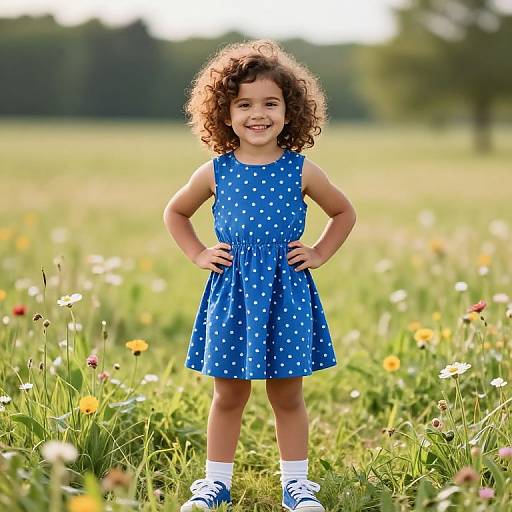 Cheerful Girl in Sunny Meadow