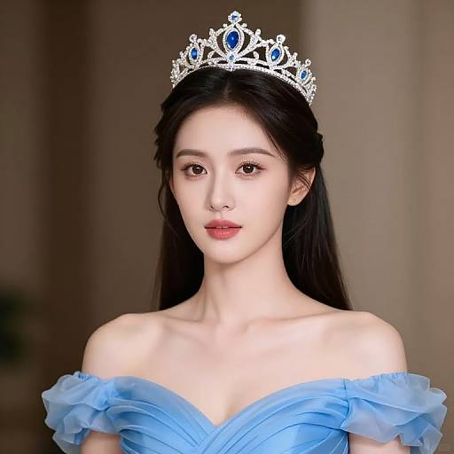 Regal Woman in Blue Dress