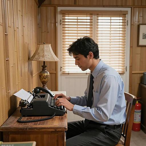 Typing in a Bamboo-Paneled Retreat