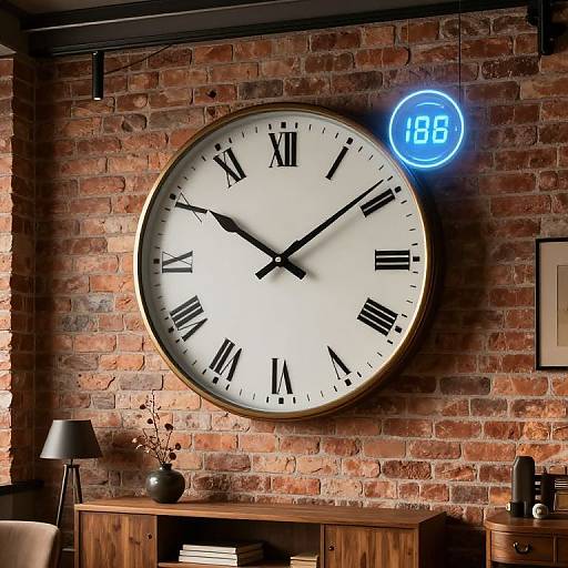 Vintage-Enamel Clock with Digital Interface