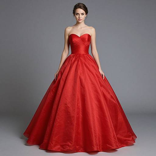Elegant Red Strapless Taffeta Gowns