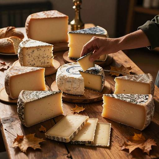 Cozy Rustic Cheese Feast Scene