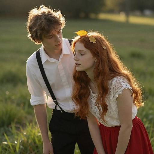 Romantic Couple in Sunlit Field