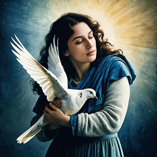 Chagall-Inspired Woman with Dove Illustration