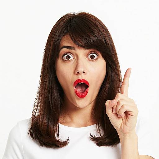 Surprised Woman with Finger Raised