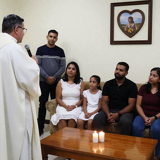 Casual Group Meeting with Priest and Family