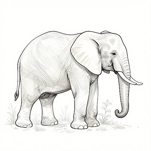 Elegant Elephant Line Drawing Art