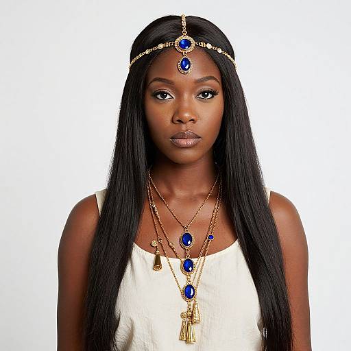 Elegant Black Woman with Golden Jewelry