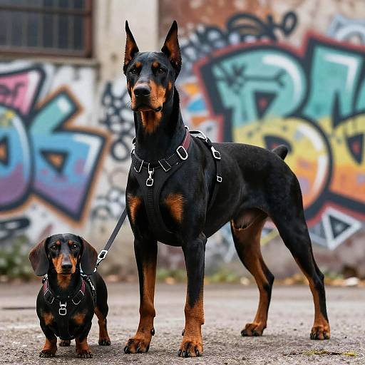 Urban Doberman-Dachshund Hybrid Portrait