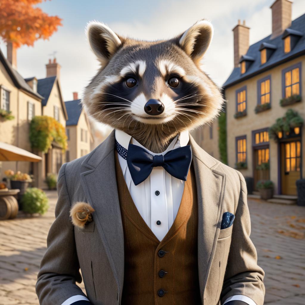 Charming Dapper Raccoon Portrait in Autumn