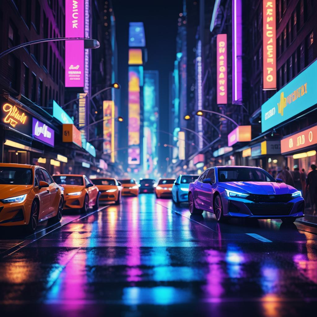 Vibrant Nighttime City Street Scene