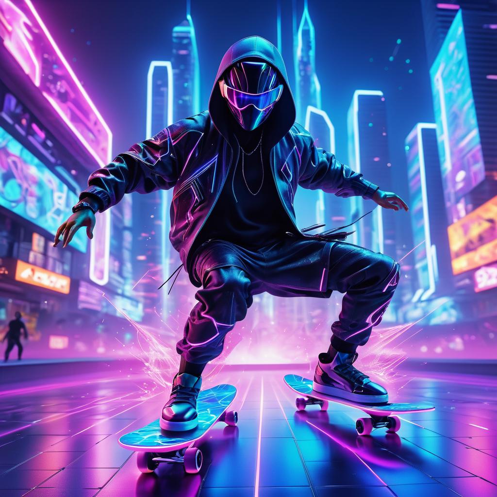 Futuristic Alien Ninja Skateboarding Adventure