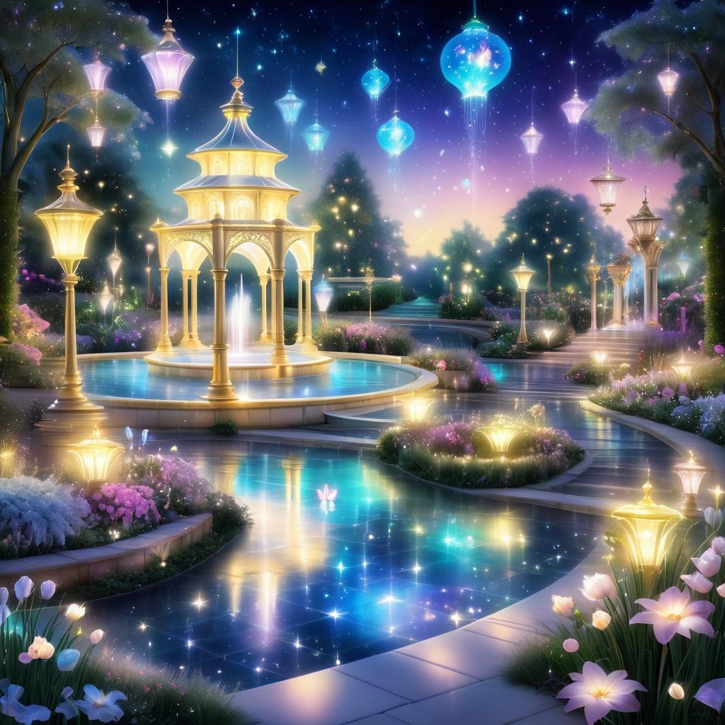 Magical Metallic Garden at Night