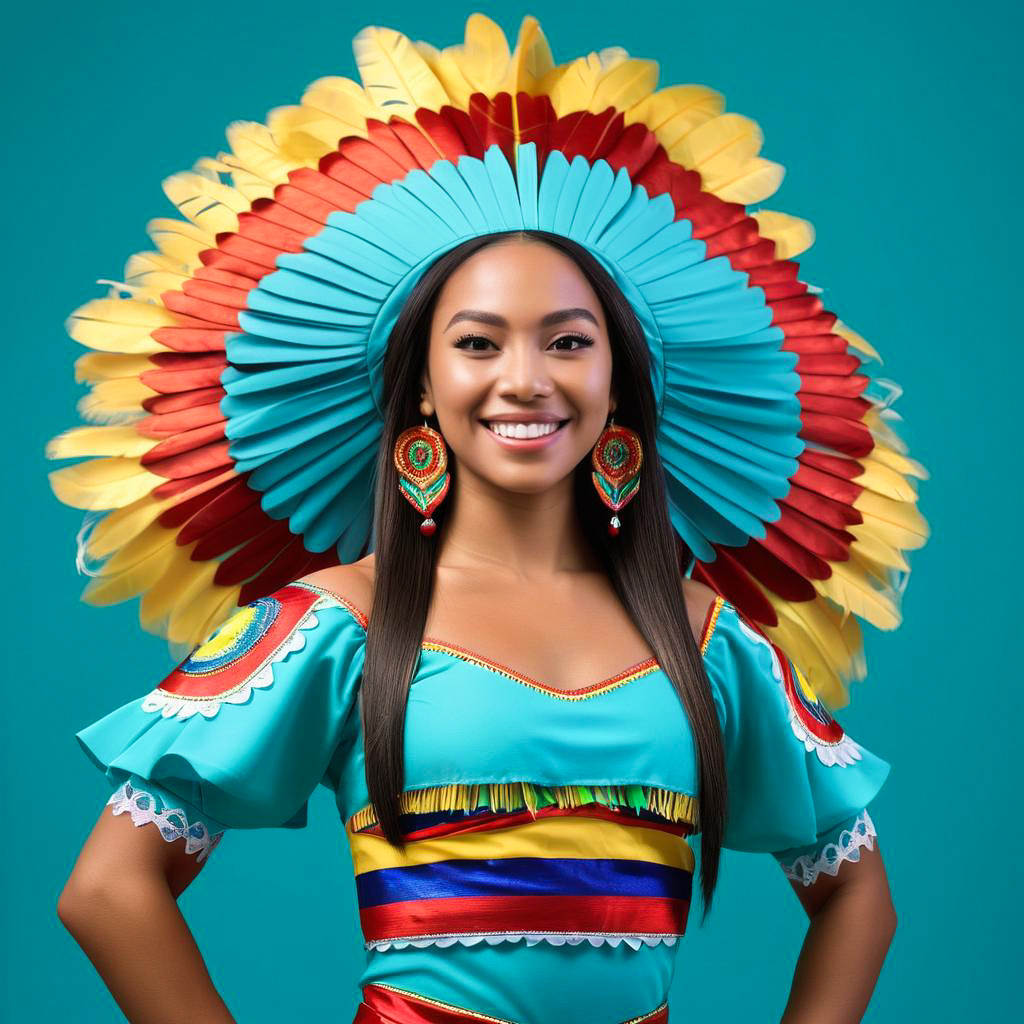 Smiling Colombian Dancer in Vibrant Attire