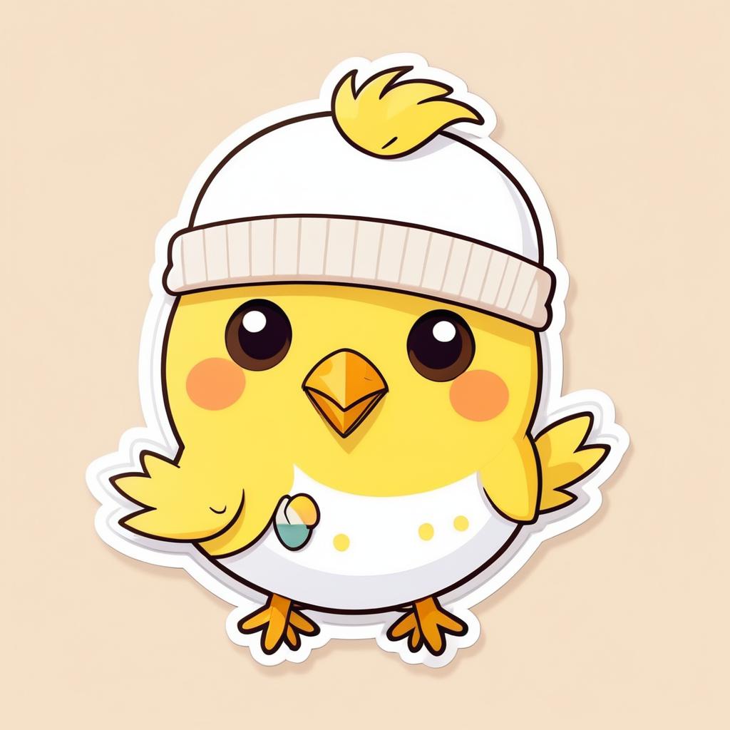 Kawaii Bird Die-Cut Sticker Design