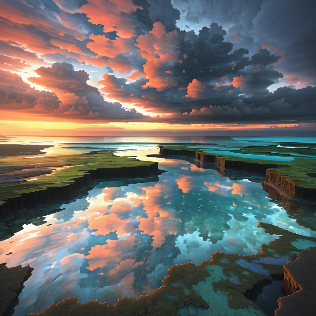 Surreal Coral Reef Shores at Dusk