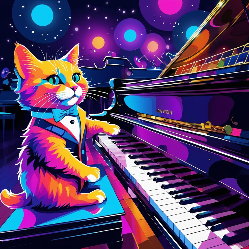 Playful Cat in Jazz Band Digital Art