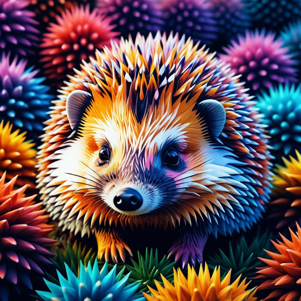 Vibrant Hedgehog in Surreal Film Style