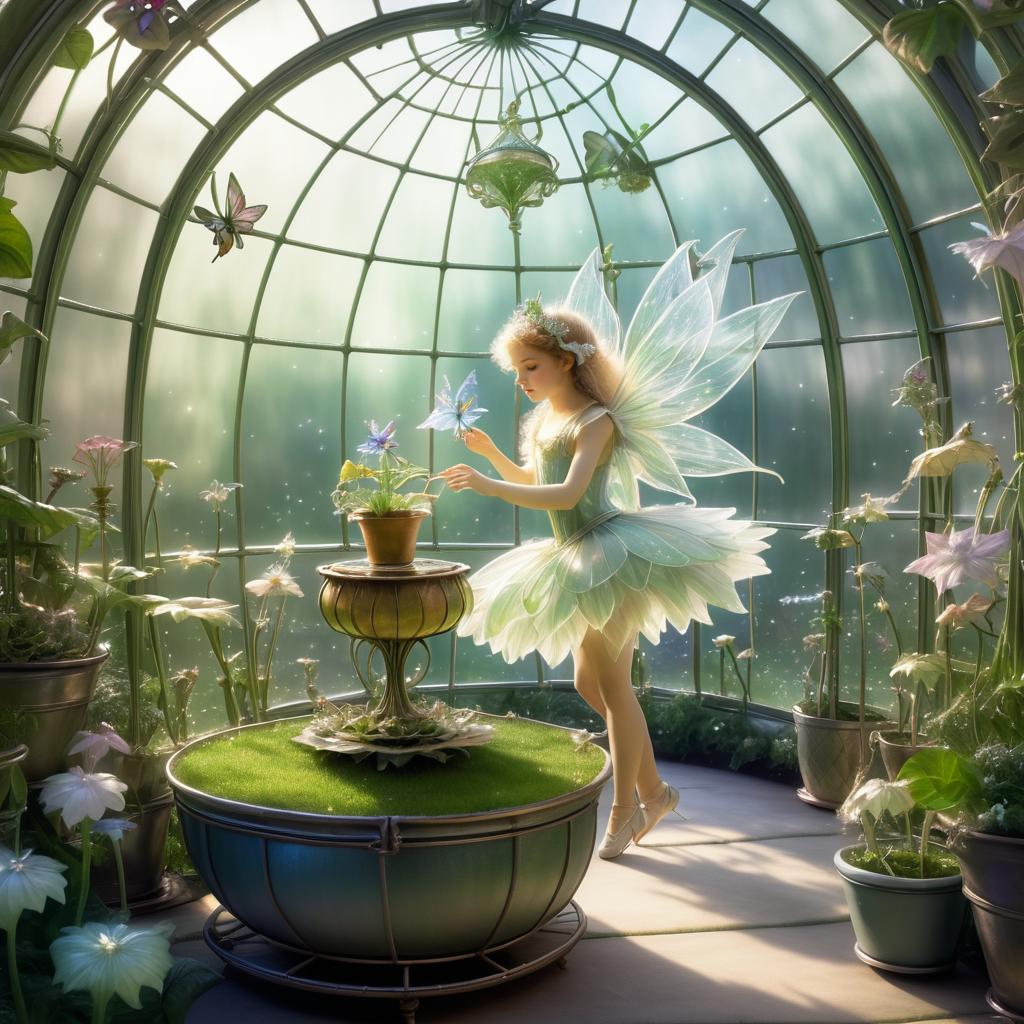 Fairy in Glass Greenhouse with Music