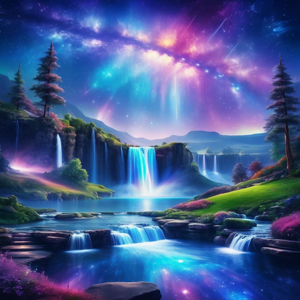 Galactic Center Waterfall Fantasy Landscape