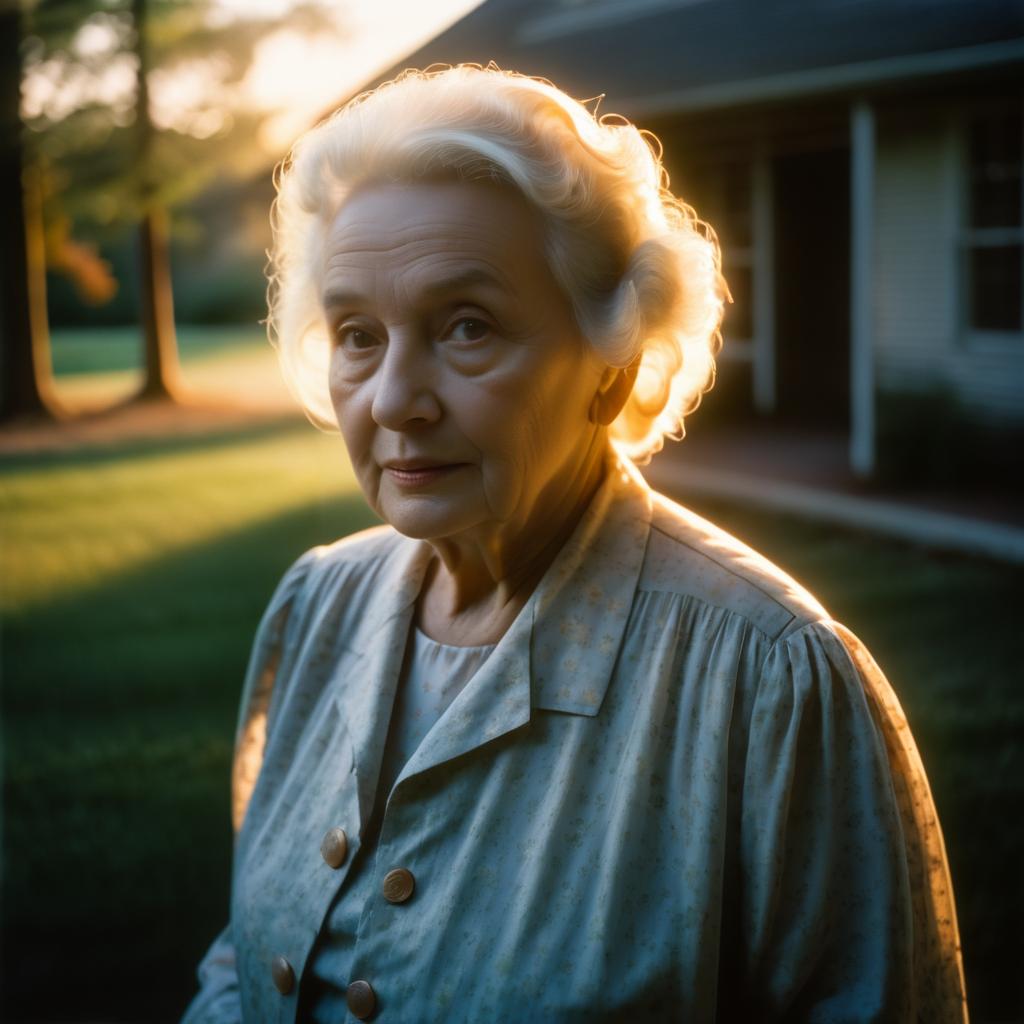 Vintage Twilight Portrait of an Elderly Woman