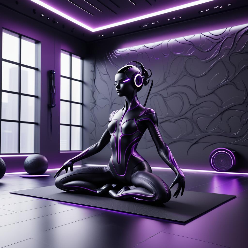 Futuristic Robot Yoga in Minimalist Space