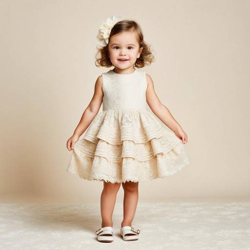 Toddler girl in elegant cream dress
