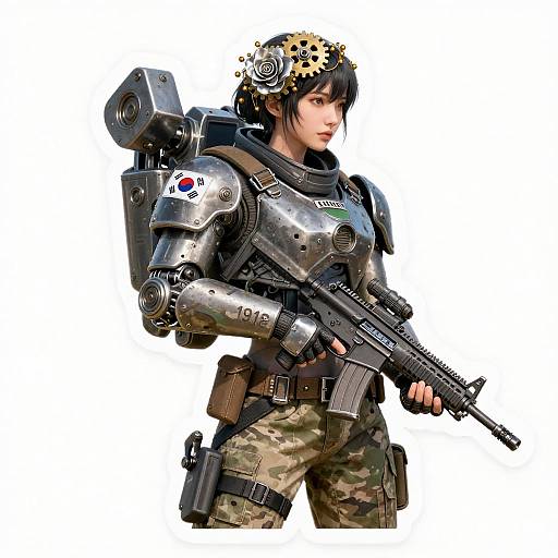 Female Exosuit Salvage Engineer with M4 Rifle