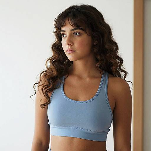 Thoughtful Young Woman in Sports Bra