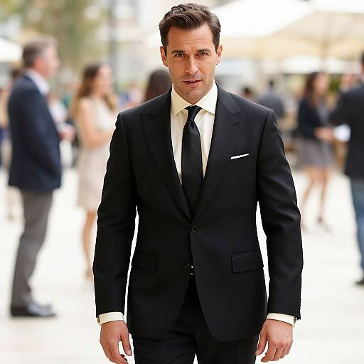Confident Man in Classic Black Suit