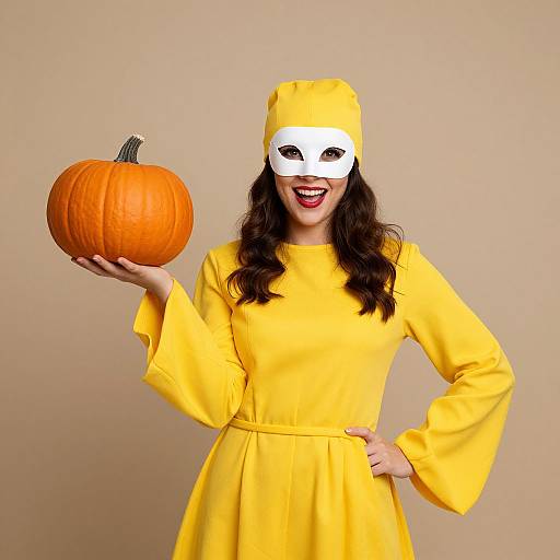 Masked Woman in Yellow Costume