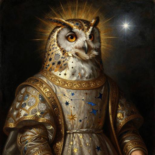 Celestial Owl Oracle in Rembrandt Style