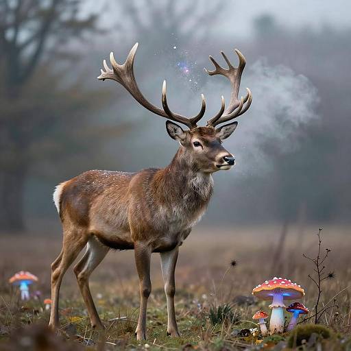 Double Exposure Majestic Stag Dreamscape