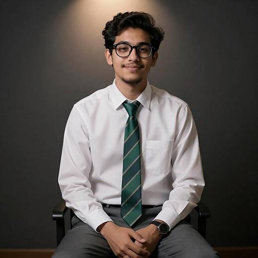 Smiling Bearded Man in Spotlight