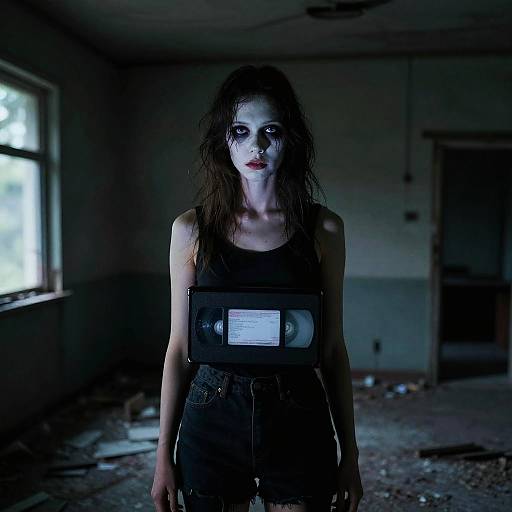 Analog Horror Girl in Abandoned Room