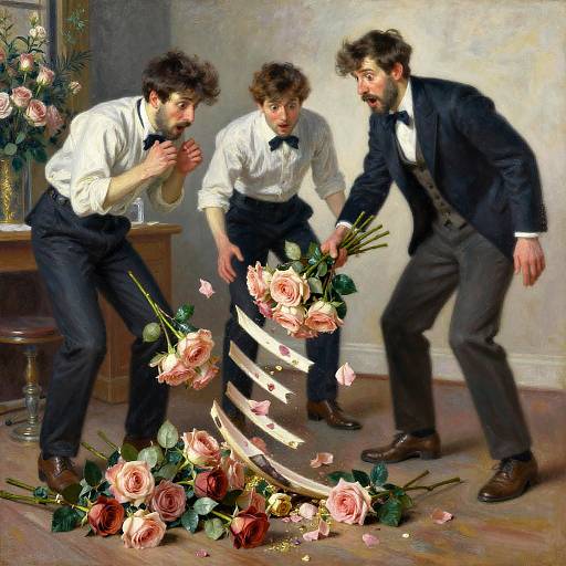 Startled Florist Dropping Roses