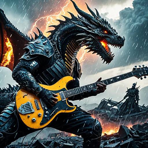 Futuristic Dragon Warrior in Battle