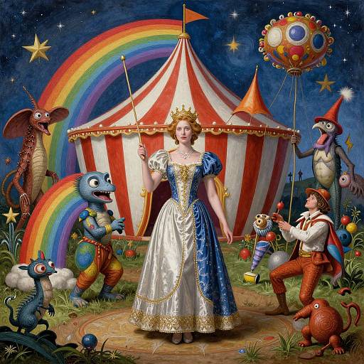 Rainbow Circus with Bosch-style Creatures