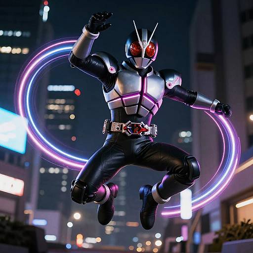 Cyberpunk Kamen Rider Mid-Air Pose