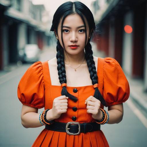 Realistic Portrait of a Girl in Braids