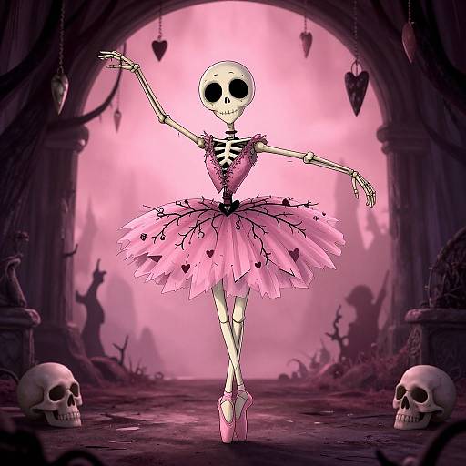 Gothic Skeletal Ballerina in Twilight